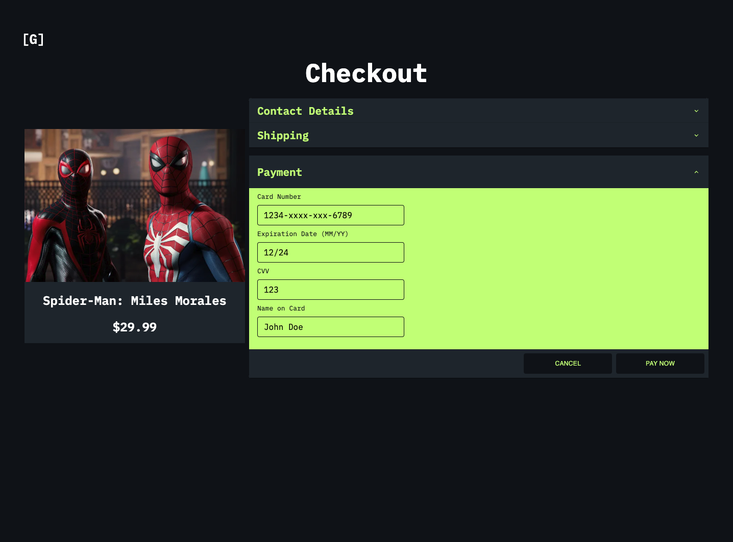 TGV Checkout Page